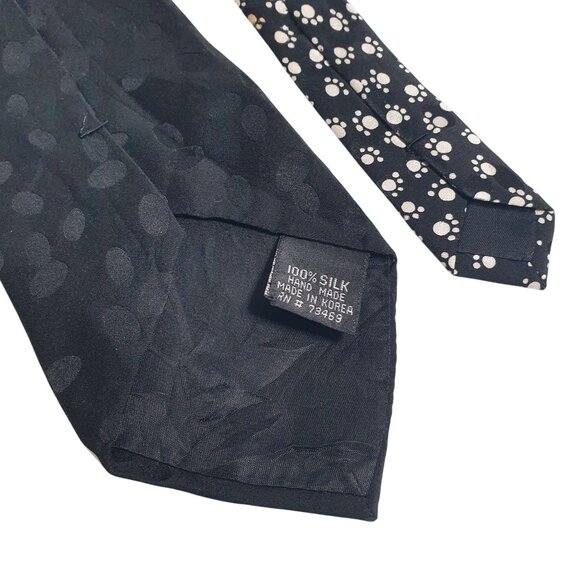 Addiction Dalmatian Necktie Puppy Paw Print Vintage Silk Tie Puppy Dogs Cartoon - Picture 5 of 5